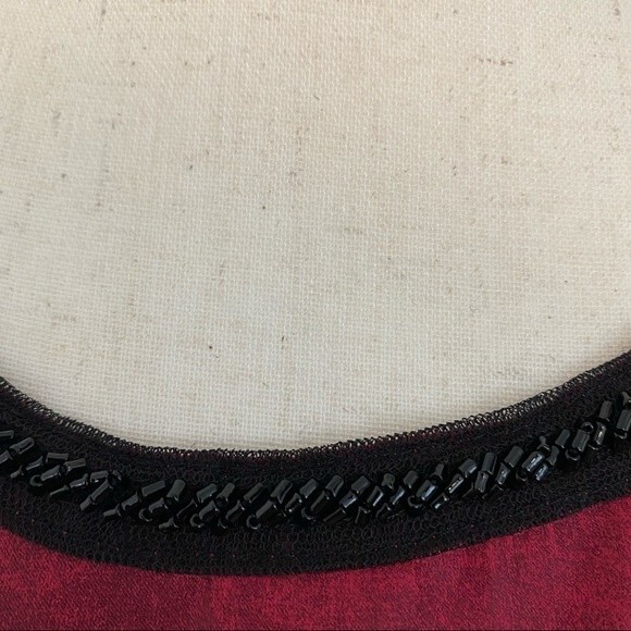 JUICY COUTURE beaded peplum burgundy key hole opening dressy woman top size M - Picture 3 of 12